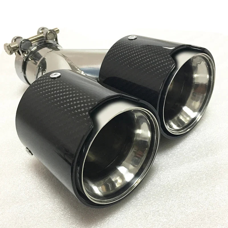 Y type Carbon Fiber Exhaust Tip Silver 304 Stainless Steel Muffler pipe For BMW 1234 Series M performance car dual Exhaust Pipe