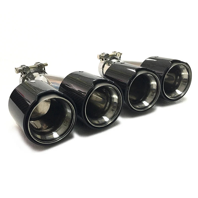 Y type Carbon Fiber Exhaust Tip Silver 304 Stainless Steel Muffler pipe For BMW 1234 Series M performance car dual Exhaust Pipe