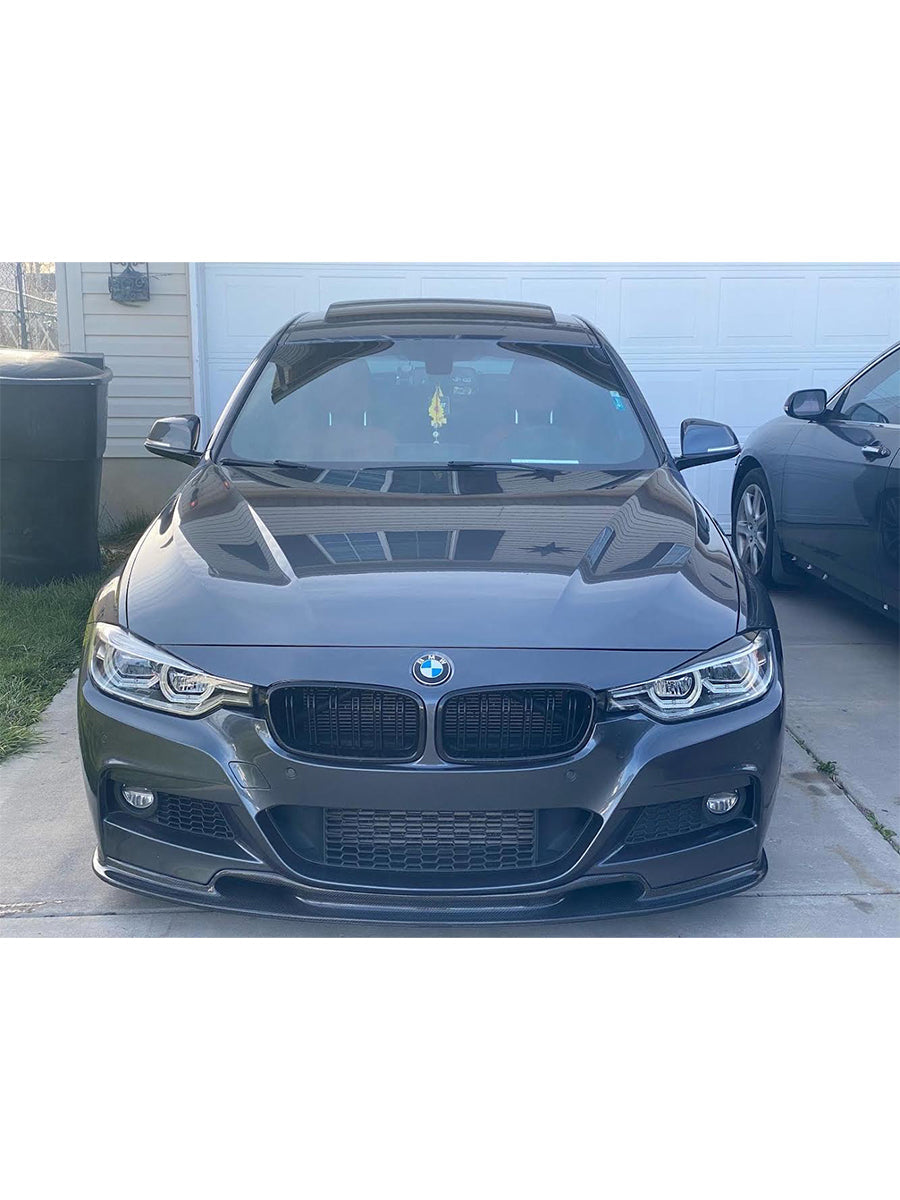 V Style Carbon Fiber Front Bumper Lip - BMW F30 M Sport