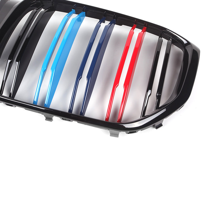 Dual Slat Grille Abs Gloss Black With M Stripes - BMW G05 F95